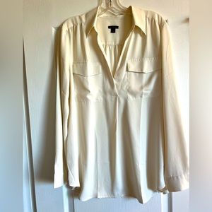 Ann Taylor camp shirt, cream, size L